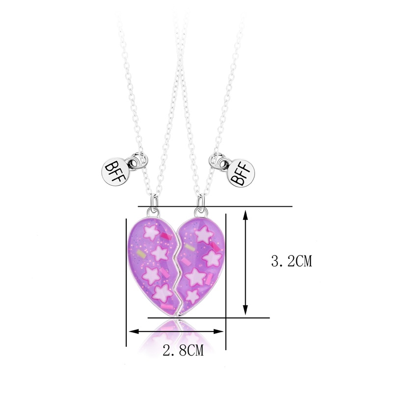 2pcs / Set Kalung Rantai Magnet Bentuk Alpukat Hati Untuk Hadiah Anak Perempuan