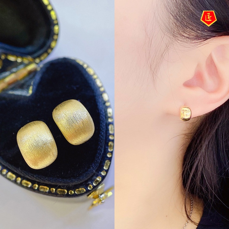 [Ready Stock]New Simple Elegant 18K Gold Smooth Earrings