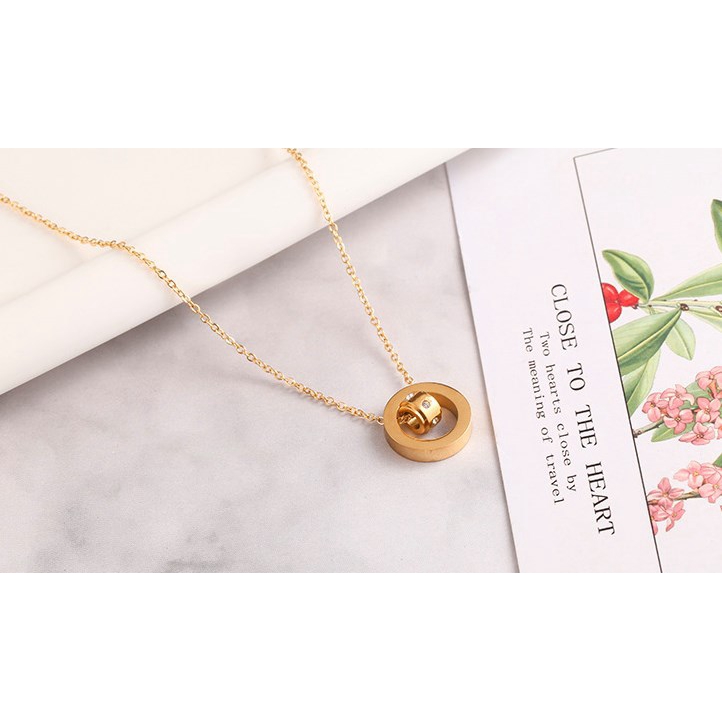 Kalung titanium wrna silver mata tanam zirconia HIGH QUALITY anti luntur