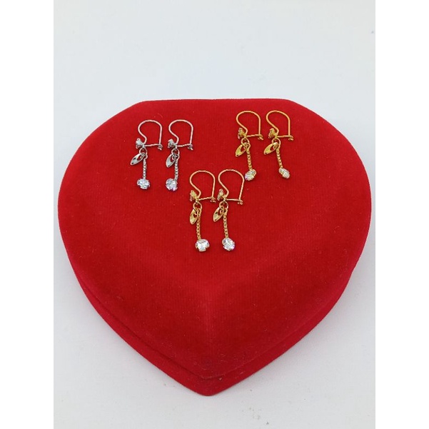 anting kait mp +rumbai mp +daun / anting perak asli silver 925 lapis emas/ anting fashion wanita