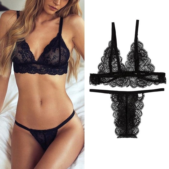 Bra Sets Lingerie Hitam Murah Bagus Impor