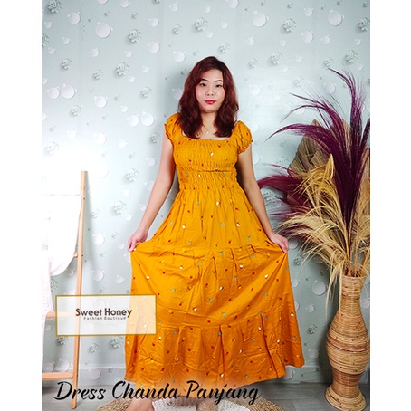 Sweet Honey ~ Dress Chanda Panjang Jumbo Kerut Rayon Bali LD 120cm Dress Maxi