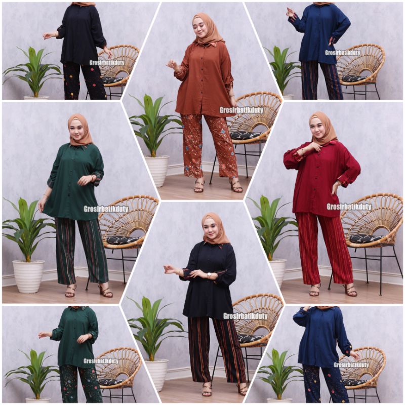 JUMBO SKODER SET CELANA DAN KEMEJA SHIBORI PAJAMAS TIE DYE TERBARU BAJU TIDUR PIYAMA KEKINIAN-rondom min 6 pcs