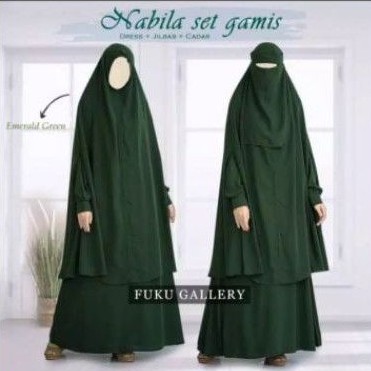 Gamis syari - pakaian akhwat - set gamis - gamis syar'i set cadar