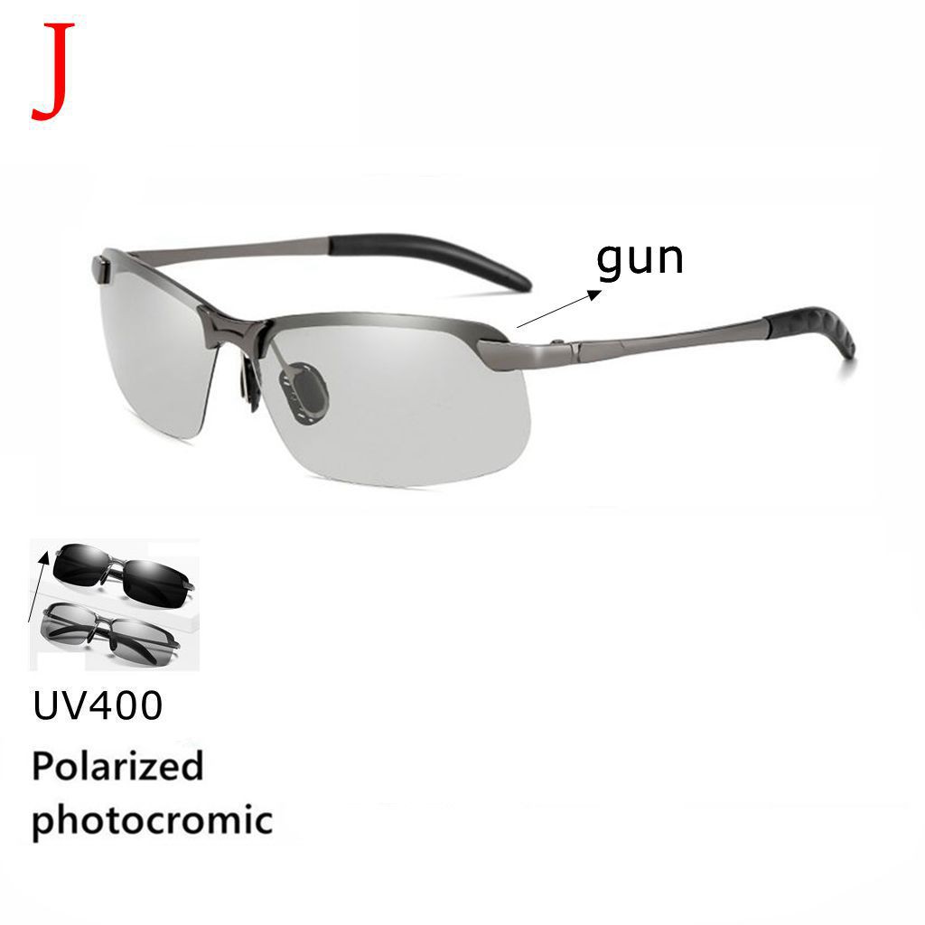 UV400 Kacamata Polarized Photocromic Pria Wanita Photocromic Siang Malam Auto Change Color-J