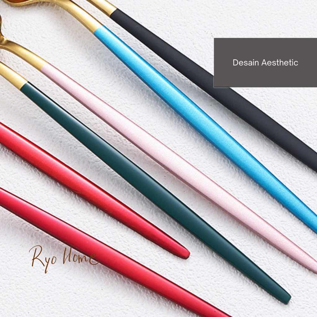 [ RYO ] DIN SENDOK GARPU Alat Makan Stainless steel / 21,5 cm  / Peralatan Dapur / Cutlery Set / Spoon Fork /-2