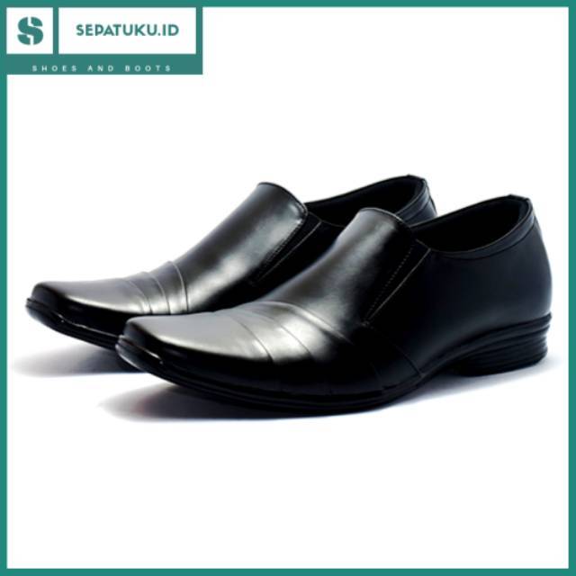[Size 37-44] Sepatu Pantofel Pria Slip On Hitam Kulit Asli Ringan Murah Kerja Pesta Formal Kantor
