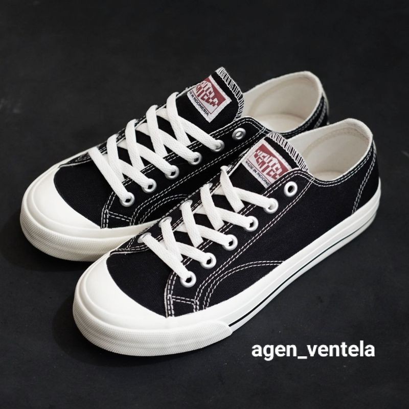 Sepatu Ventela Pria Basic Low Black Natural Original 100%