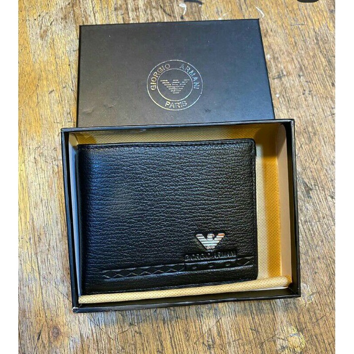dompet lipat dua layer dompet giorgioo arman kualitas kulit premium tahan api dompet hitam kulit