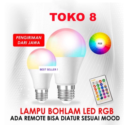 LAMPU BOHLAM 7W LED RGB BERUBAH WARNA REMOTE CONTROL ORIGINAL