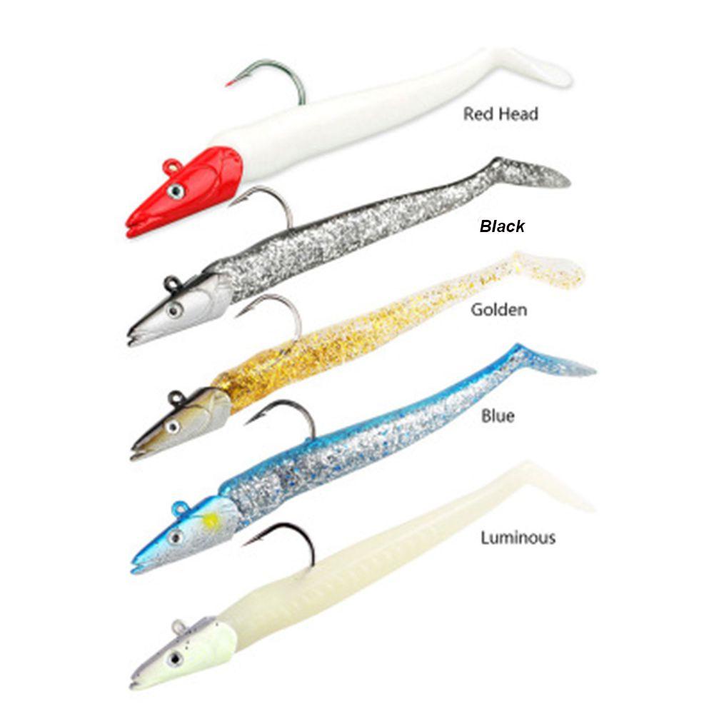 Top Fish Belut Lure Silikon Tahan Lama Luminous Lead Jig Head