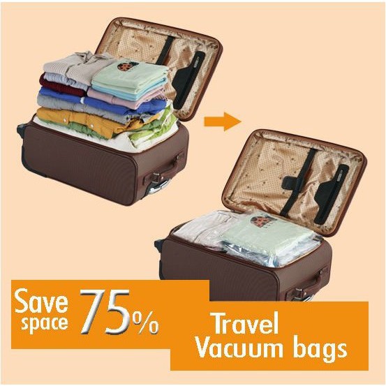 Gs Tas Travel Organizer Plastik Vakum Kompresi 1 PCS traveling Vacuum Compression Bags Bag penyimpan Pakaian VB-70