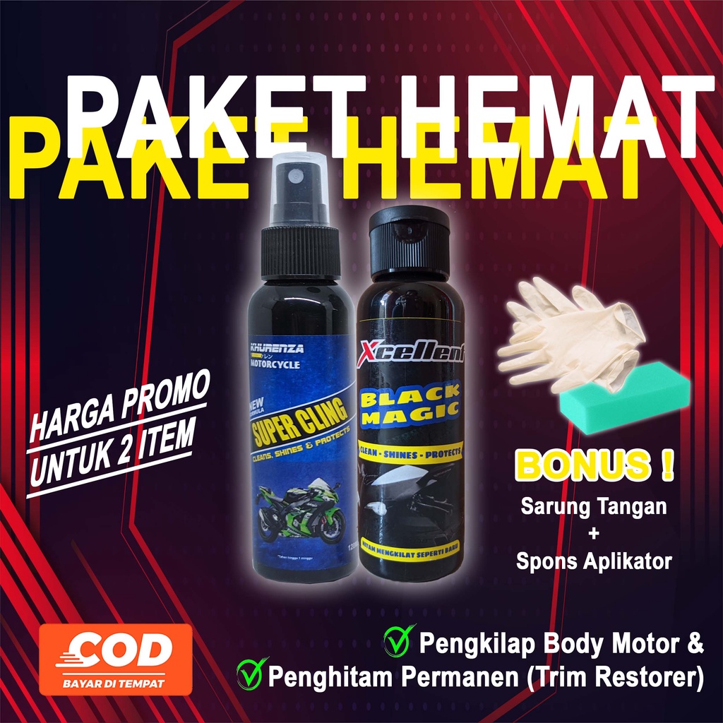 PAKET HEMAT Penghitam &amp; pengkilap body motor Xcellent Khurenza Gratis Applicator