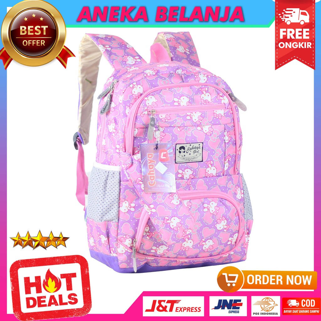 Tas Sekolah Anak Hello Kitty Pink Variasi Ungu Bonus Tempat Pensil Raincover Bahan Impor Ransel Anak Cewek Lucu Imut Motif Boneka Free Raincover Tas My Melody Kitty Sekolah TPA TPQ Korean Style Tas Anak Cewek Impor