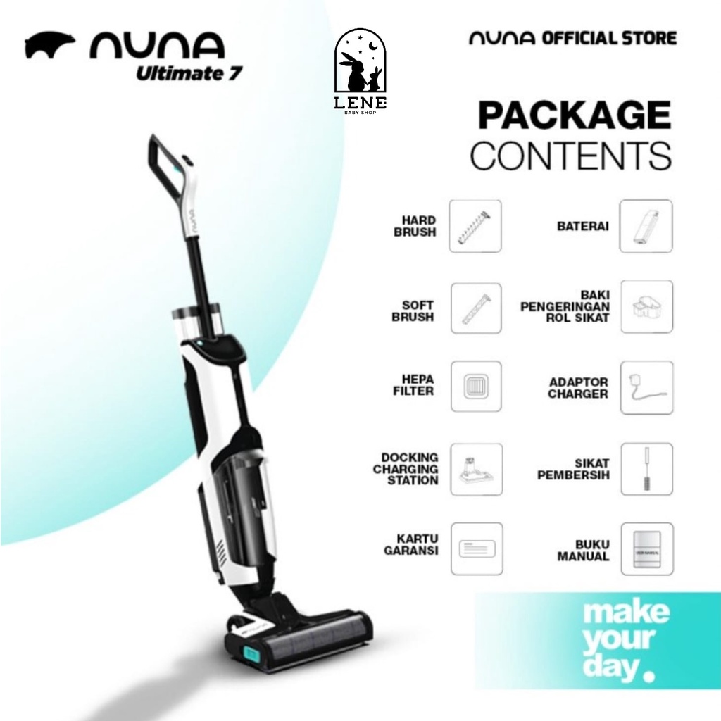 [2 HEPA + 1 SOFT BRUSH + 1 HARD BRUSH] NUNA Ultimate 7 Cordless Multifunction Floor Cleaner