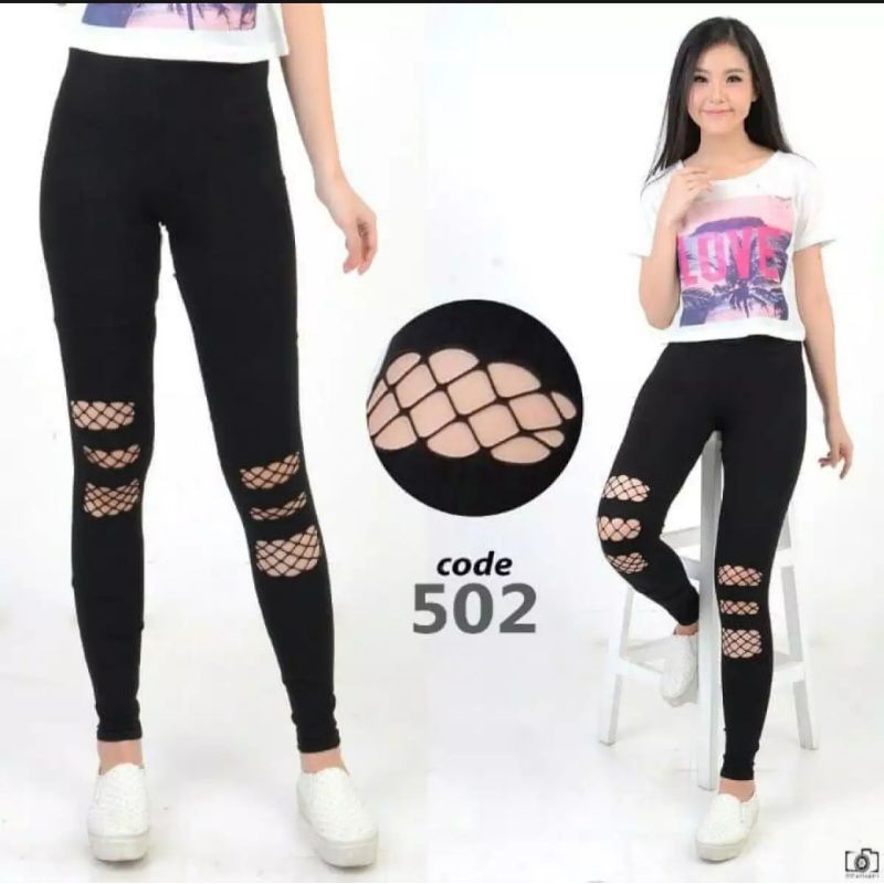 Legging Jaring 502/Legging Sobek Jaring Wanita/Legging Wanita Fashion