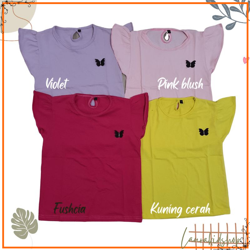 Baju Atasan Kaos Anak Ruffle tee size L 4-5 Tahun Laurakidshop