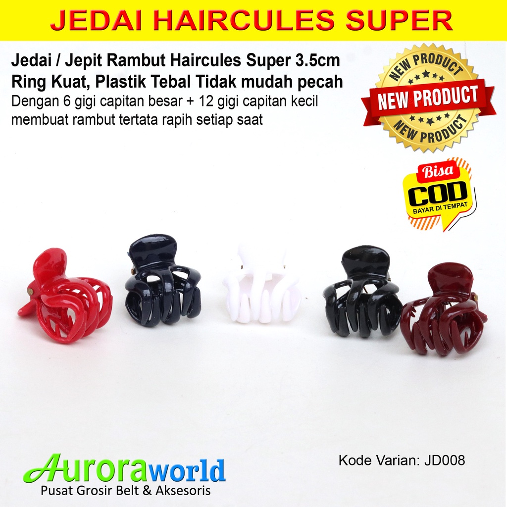 Auroraworld Jedai Haircules Jepit Rambut Haircules Super 3.5cm Bahan Tebal dan Kuat