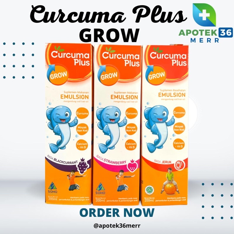 CURCUMA PLUS GROW Strawberry Original Blackcurrant EMULSION 200ml