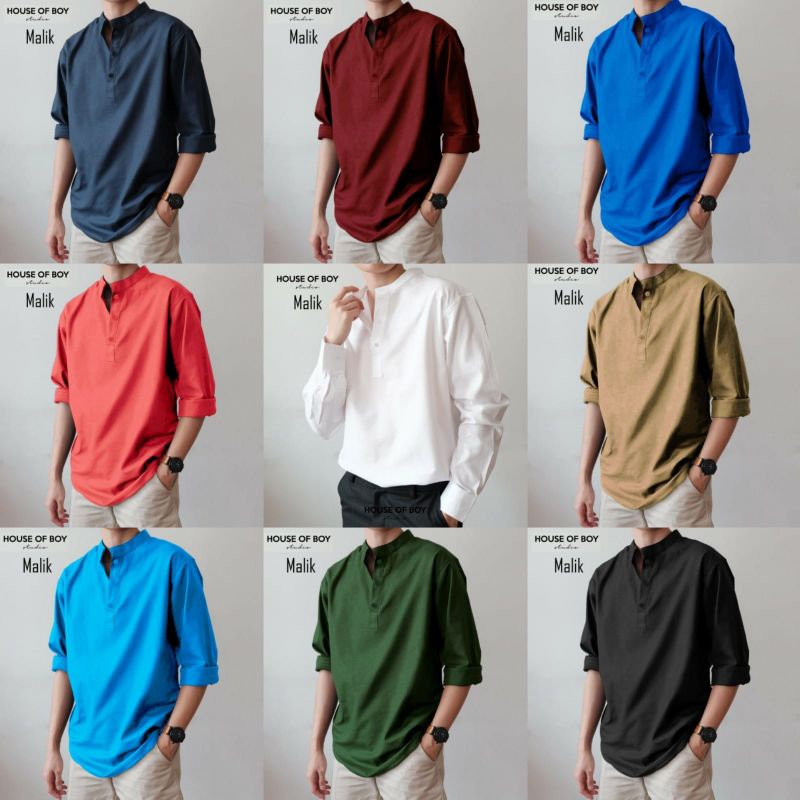 KEMEJA KOKO DISTRO PRIA ( MALIK ) LENGAN PANJANG FASHION PRIA KEMEJA KASUAL KEMEJA POLOS GOOD QUALITY