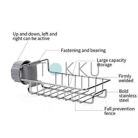 Rak Gantungan Kran Stainless Keran Tempat Spons Cuci Piring Wastafel