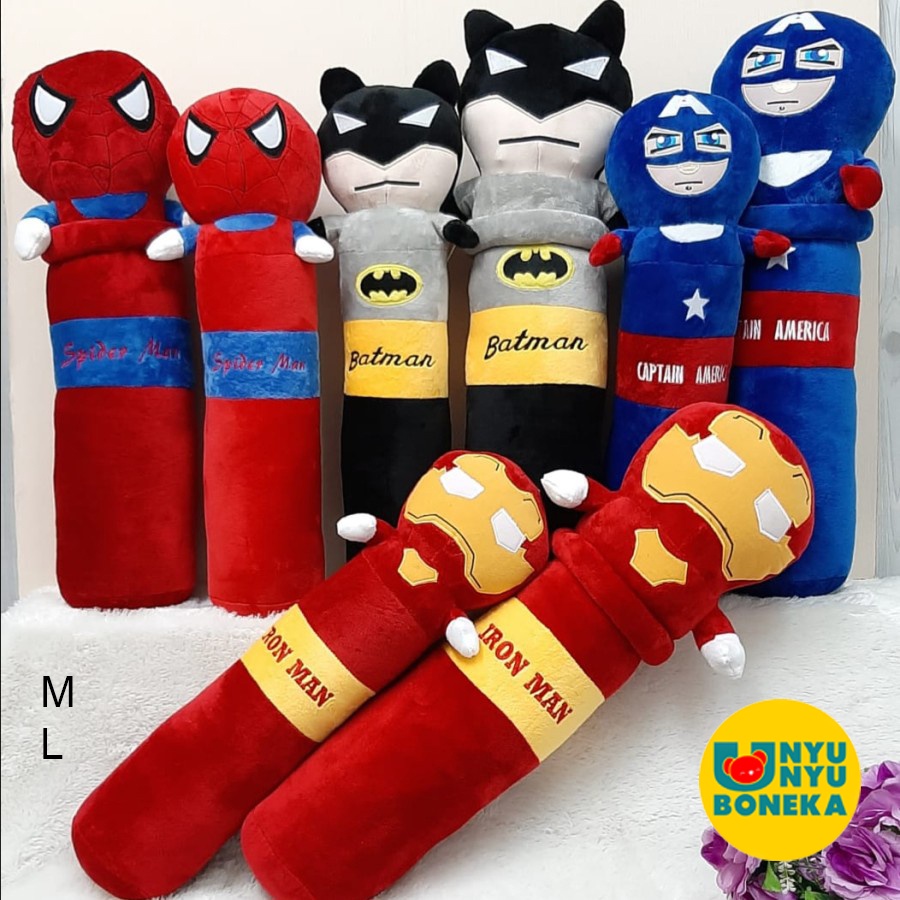 Bantal Guling Lembut 60cm Boneka batman ironman kapten spiderman marvel avangers thor superman