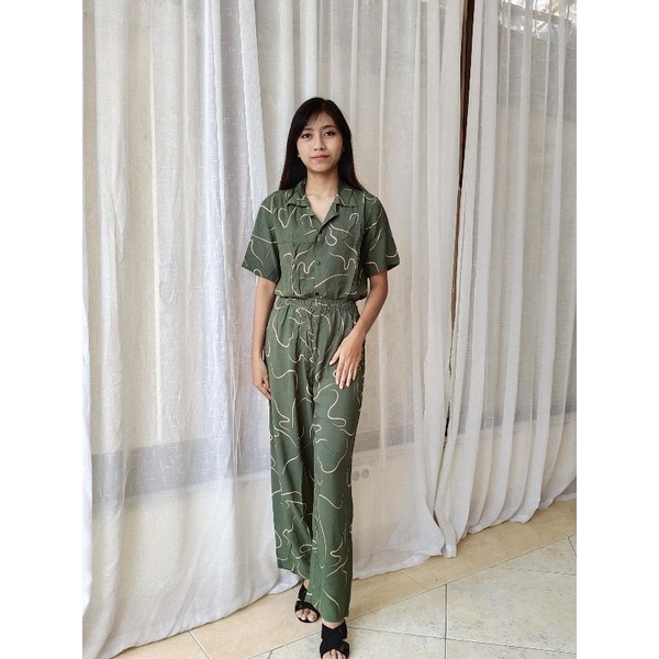 ONE SET SETCEL Tie Dye - Setelan TIE DYE WANITA PRIA GROSIR MURAH - ONESET TIE DYE BALI-HijauWM