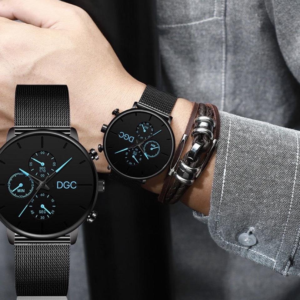 Model Baru.. DGC Jam Tangan Pria  Rantai Stainless Steel Jam Tangan Pria Ikat Pinggang Jam Tangan Fa