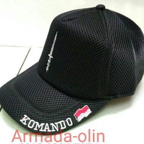Topi Jaring KOMANDO Hitam|Topi COMMANDO hitam|Topi pria