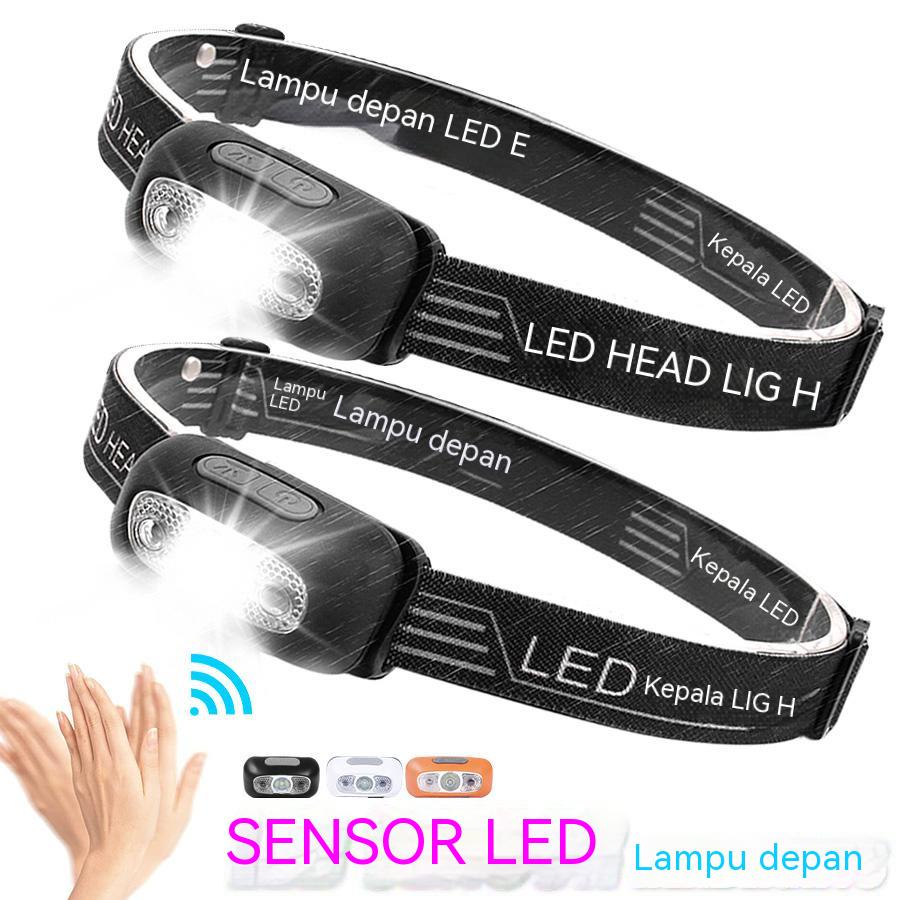 【COD】Senter Kepala Mini LED Headlamp Irco Outdoor Charger Waterproof USB+Motion Sensor