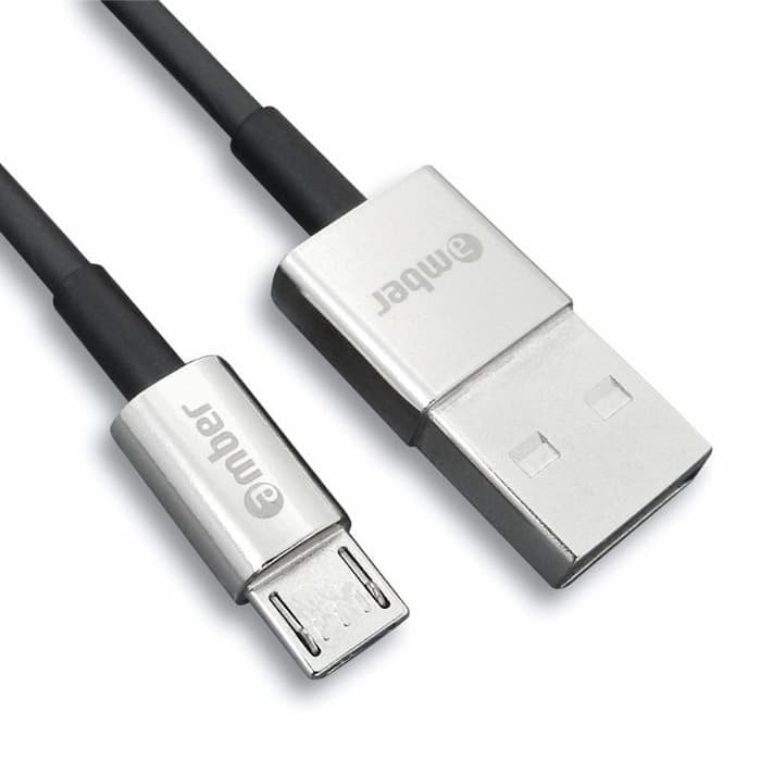 Amber MUB-212 - Mobile USB A- Micro B Cable, 1.2M, Zinc Alloy, OFHC