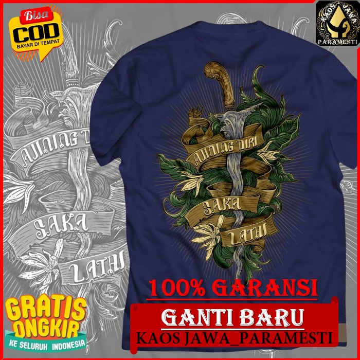 PARAMESTI KAOS WAYANG JAWA PRIA KERIS BAJU DISTRO  PRIA WANITA KATA  KATA  AJINING DIRI SAKA LATHI