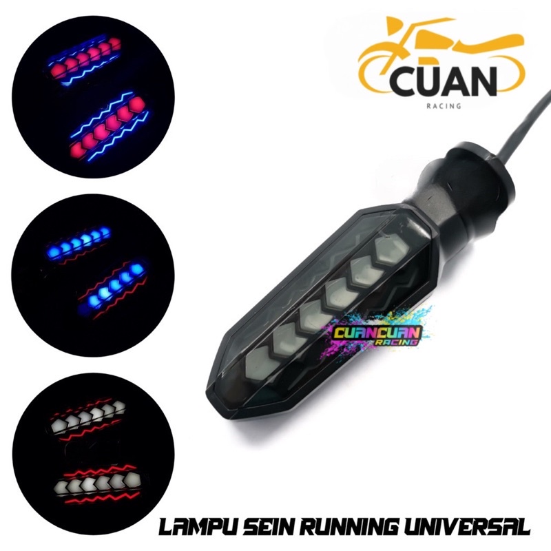 SEN RUNNING FLASH AND STAY UNIVERSAL BELAKANG MOTOR LED 2 WARNA CLIP BAUT