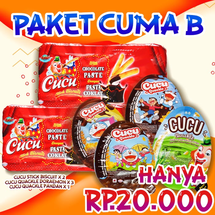 

Paket CUMA B (Cucu Murah) Coklat & Stik Coklat
