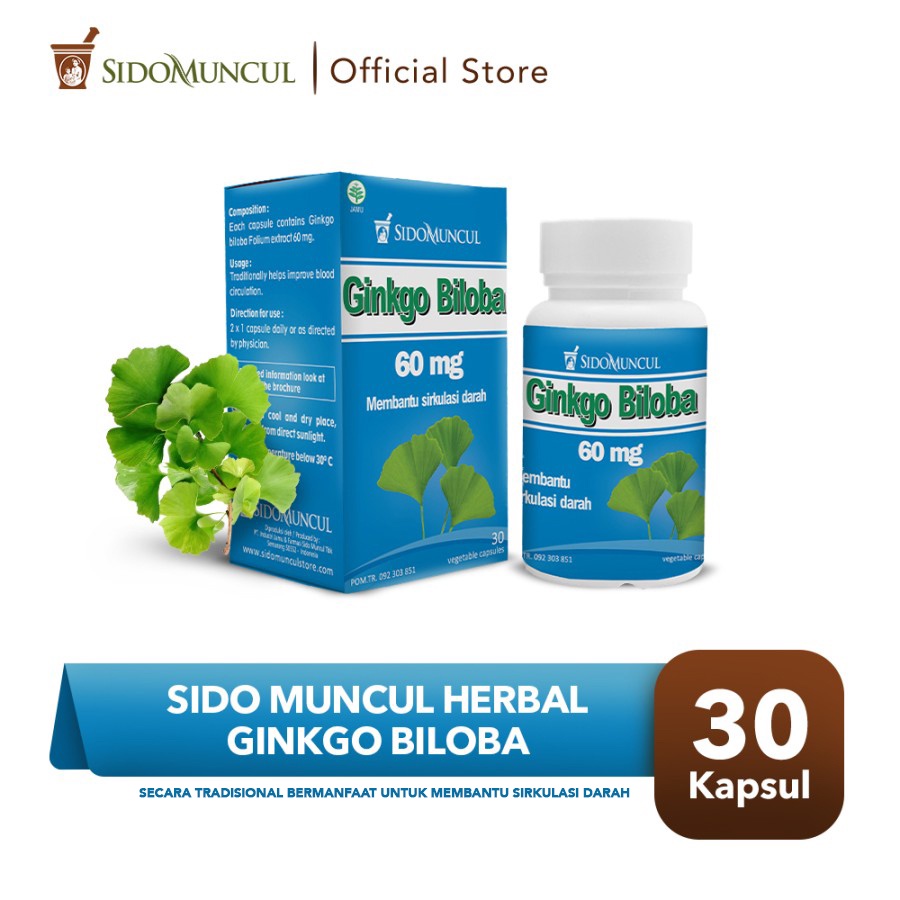 Sido Muncul Natural Herbal Ginkgo Biloba 30 Kapsul - Daya Ingat Konsentrasi