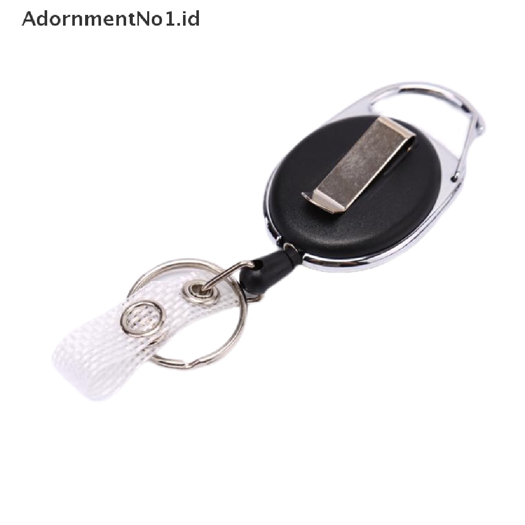 (AdornmentNo1) 1pc Gantungan Kunci Tali Kawat Baja Hitam Retractable 60cm Holder Kartu ID