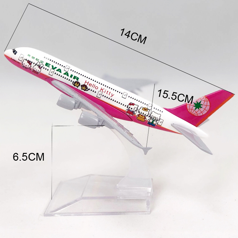 Mainan Model Pesawat Airbus 380 Hello Kitty A380 Bahan Alloy Ukuran 16CM Warna Pink Untuk Hadiah