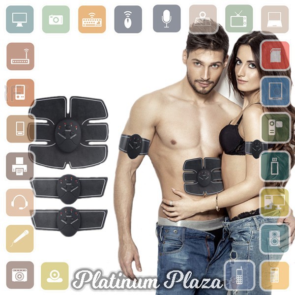 Alat Stimulator Terapi EMS Otot Six Pack ABS Abdominal Muscle Exer`E2JJ8C- Black