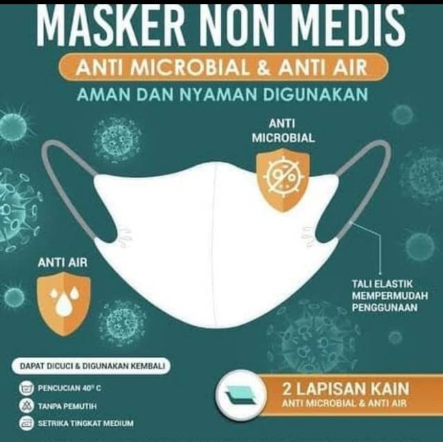 MASKER KAIN ANTI AIR AMAN NYAMAN DIGUNAKAN 2 LAPISAN MASKER SRITEX READY STOCK