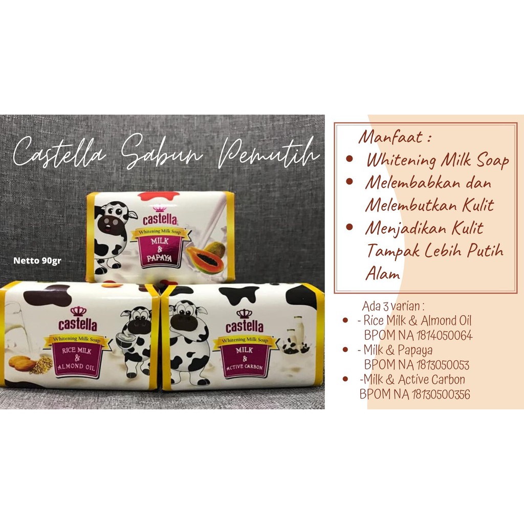 (BISA COD) Castella Whitening Milk Soap - Sabun Batang