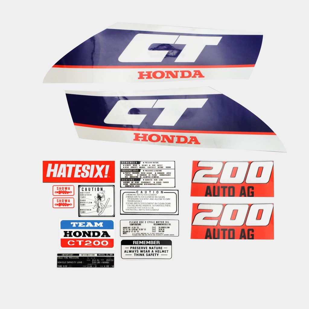 Sticker Decal Tempelan Honda CT200 Auto AG 1985 Hatesix