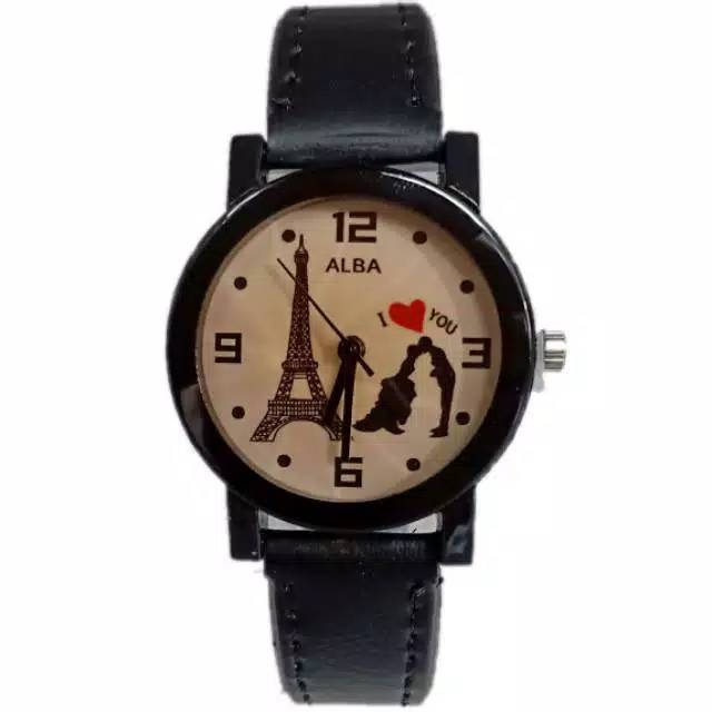 Jam Tangan Wanita ALBA Motif Paris Strab Kulit