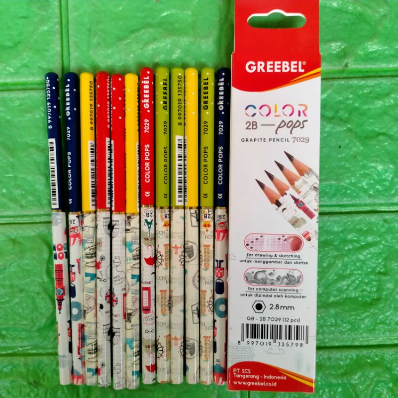 

1 PACK PENCIL GREEBEL 2B POP COLOR Pensil For Computer / DOUBLE TAPE ATK GROSIR
