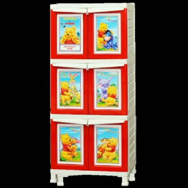 Lemari plastik napolly Winnie the Pooh 6 pintu