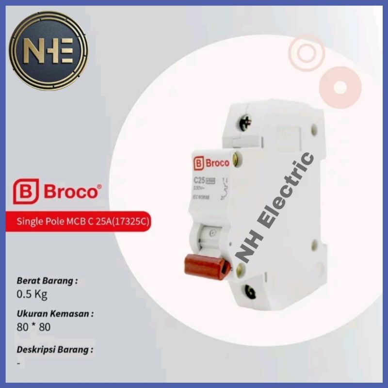 Mcb 1 Phase 25 Ampere Pemutus Arus Listrik Circuit Breaker 17325C Broco