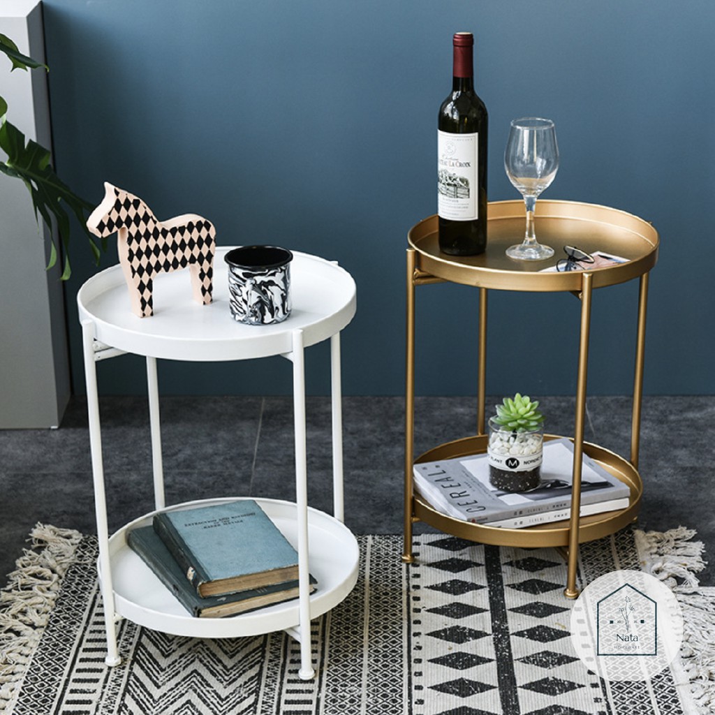 COFFEE TRAY TABLE MEJA TINGKAT KOPI NORDIC GLADOM MEWAH GOLD WHITE