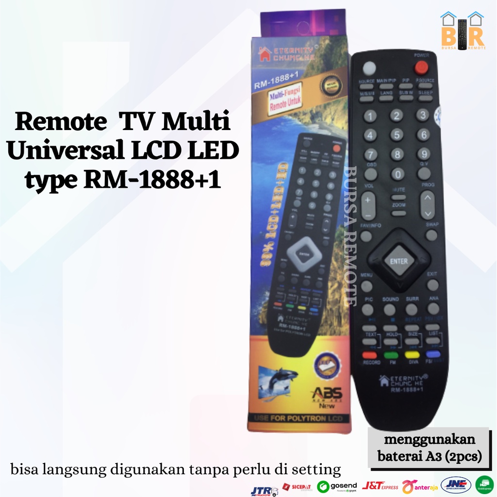 Remot Remote Polytron Tv Lcd Led Multi RM-1888 +1  Ecer dan Grosir