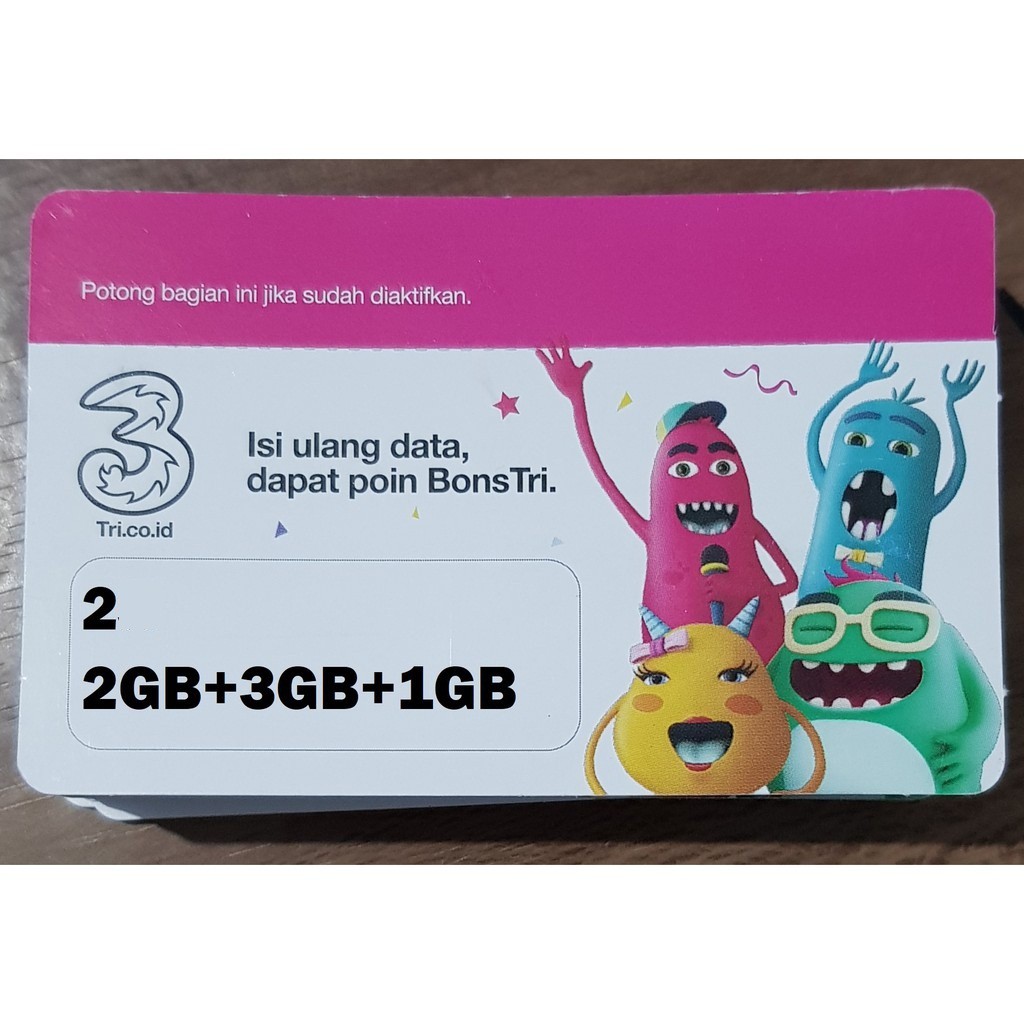 VOUCHER TRI 2GB + bonus kuota 4GB (4G) JABODETABEK total 6GB