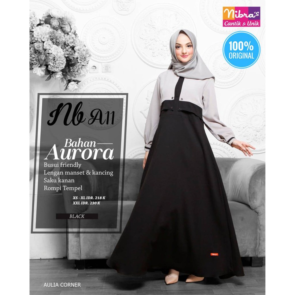 Baju Gamis Wanita Kekinian Gamis Terbaru Nibras NB A11 Black ORIGINAL Yang Lagi Hits