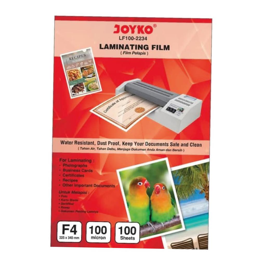 

{{BAYAR DI TEMPAT}} (100 Pcs) Plastik Laminating Glossy JOYKO Folio F4 FC (22.5 x 34 cm) Tebal Kuat